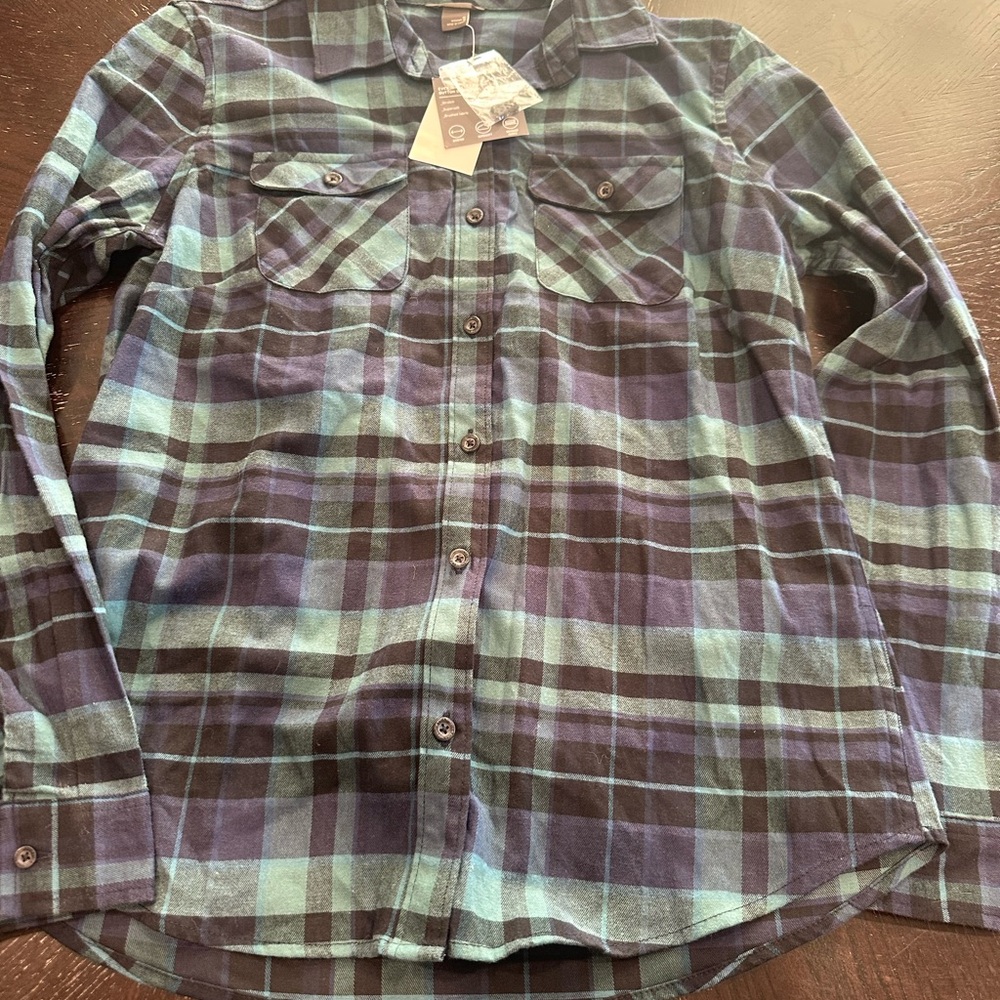 Eddie Bauer Casual Plaid Shirt‎ - Blue and Green Women’s size Small